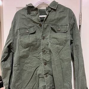 Olive Green Canvas Button Up